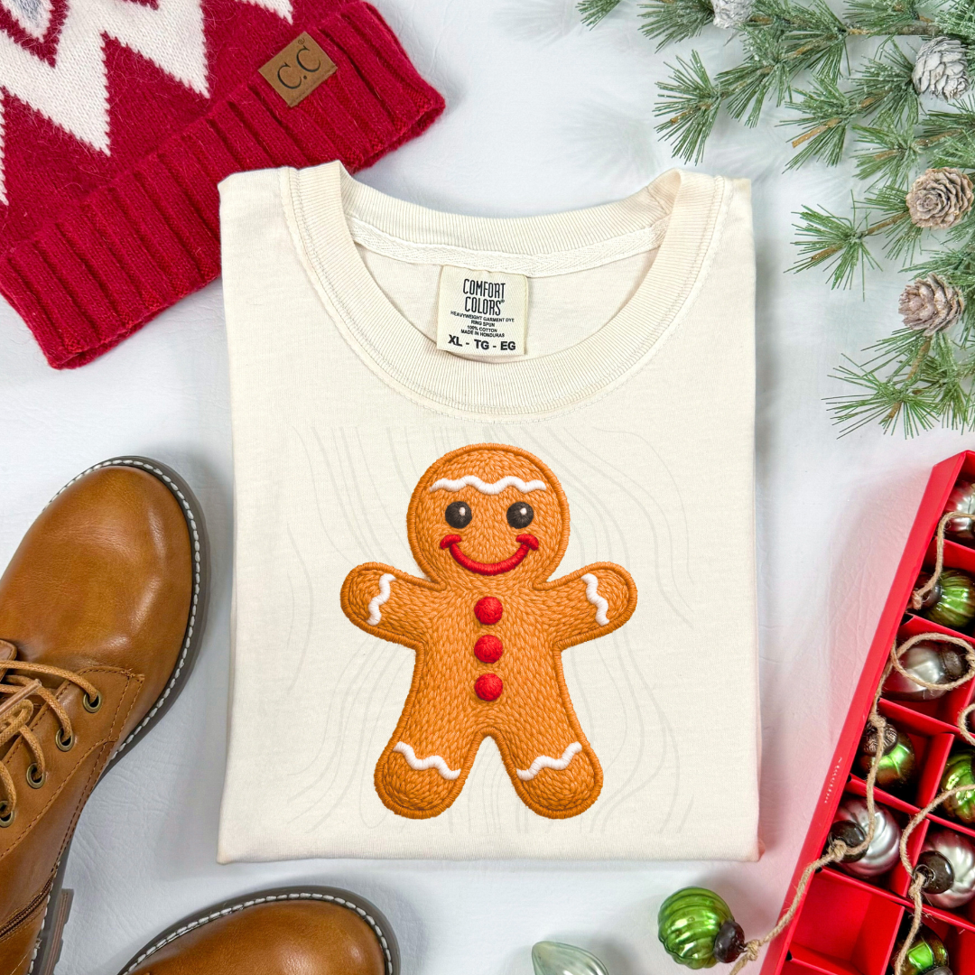 GINGERBREAD MAN FAUX YARN TRANSFER