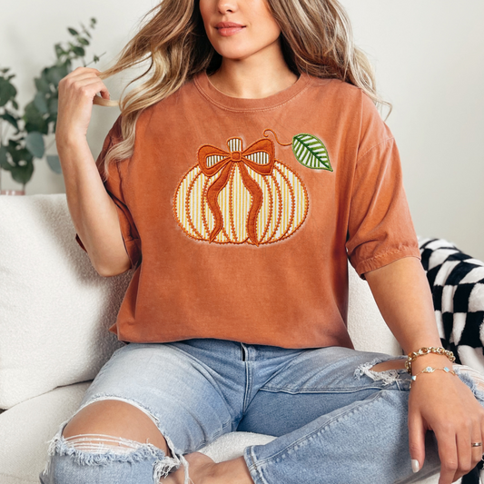 Pumpkin Yellow Orange Bow Transfer