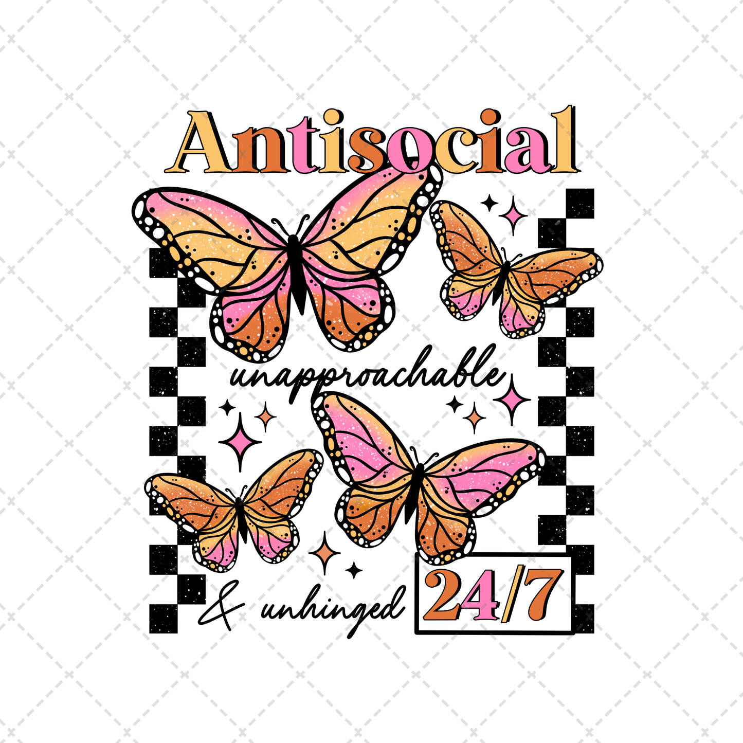 Antisocial Butterfly  ** TWO PART* SOLD SEPARATELY** Transfer