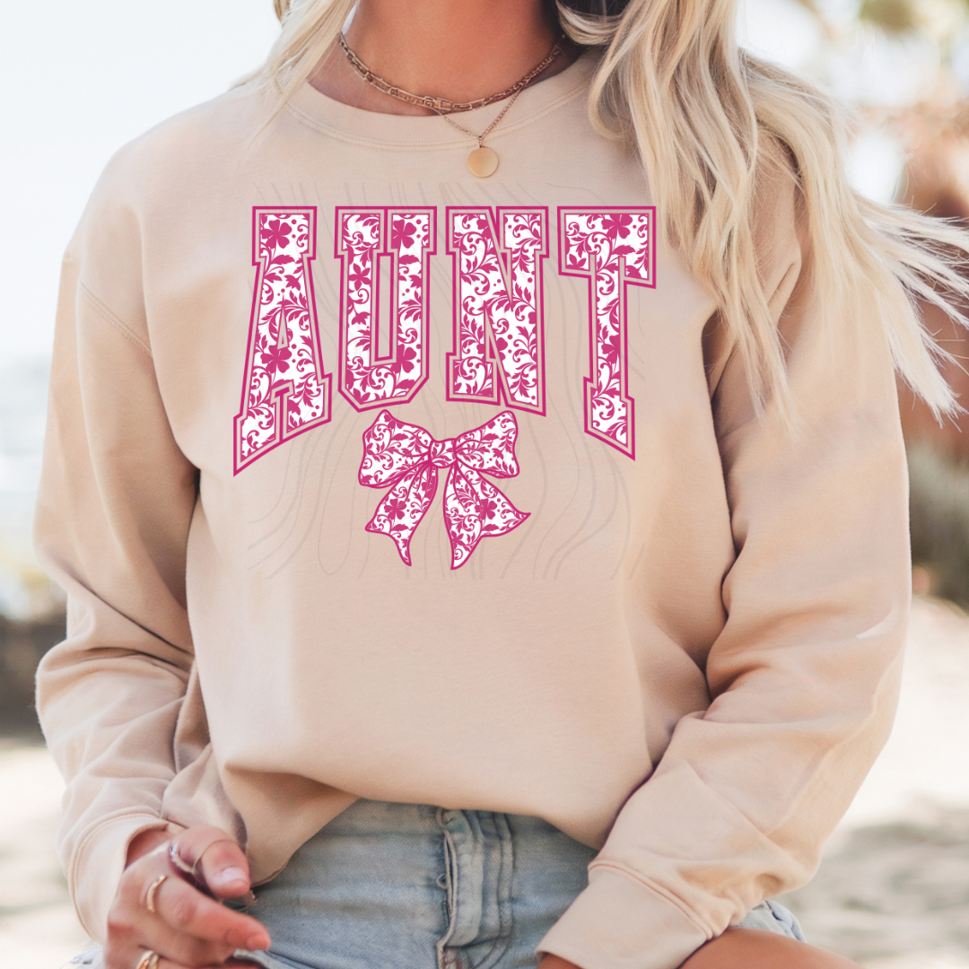 Pink Coquette Bow Aunt Chinoiserie Transfer