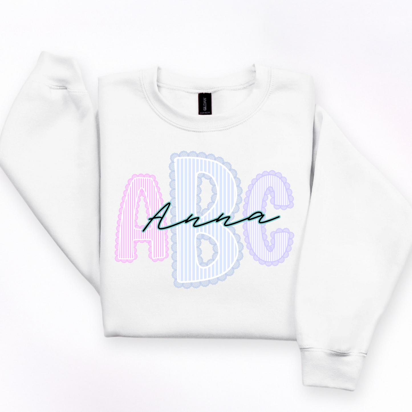 Preppy Lace Trim  - Custom Monogram Transfer