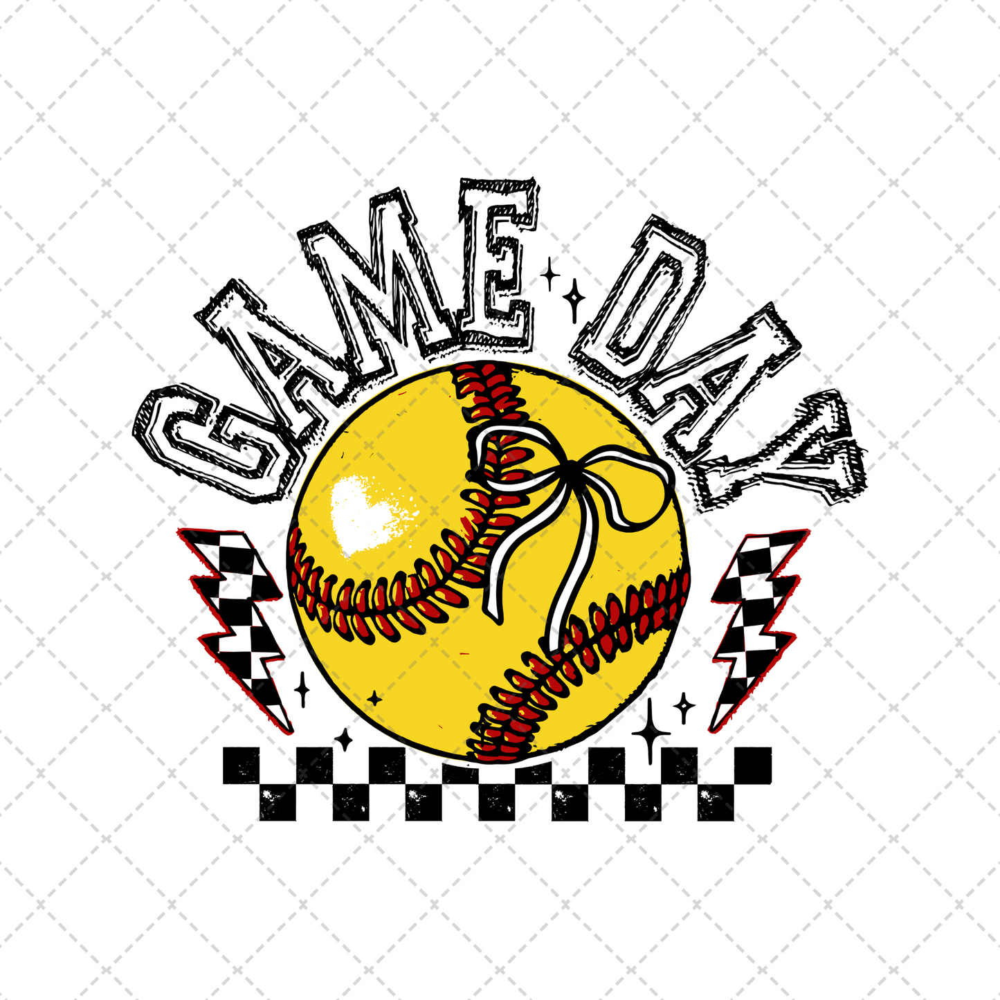 Checkered Game Day Softball Transfer