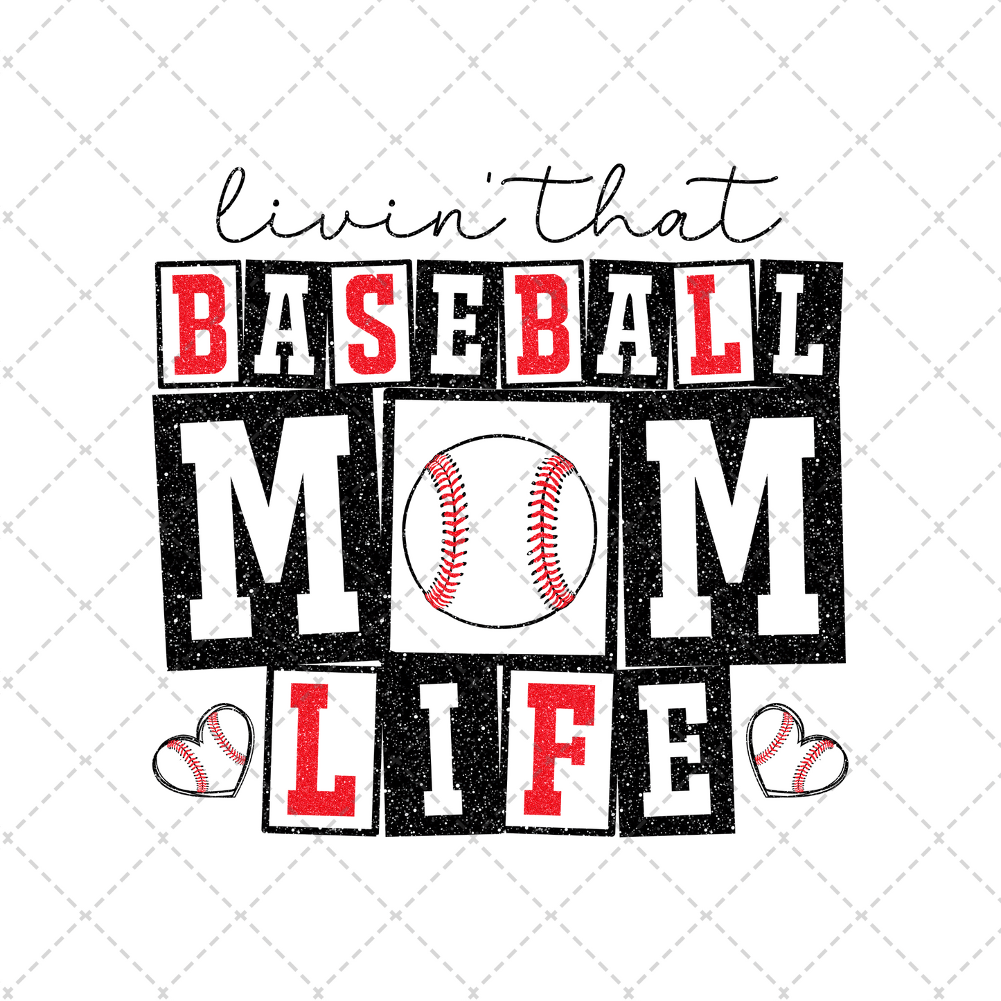 Baseball Mama Life Glitter Transfer