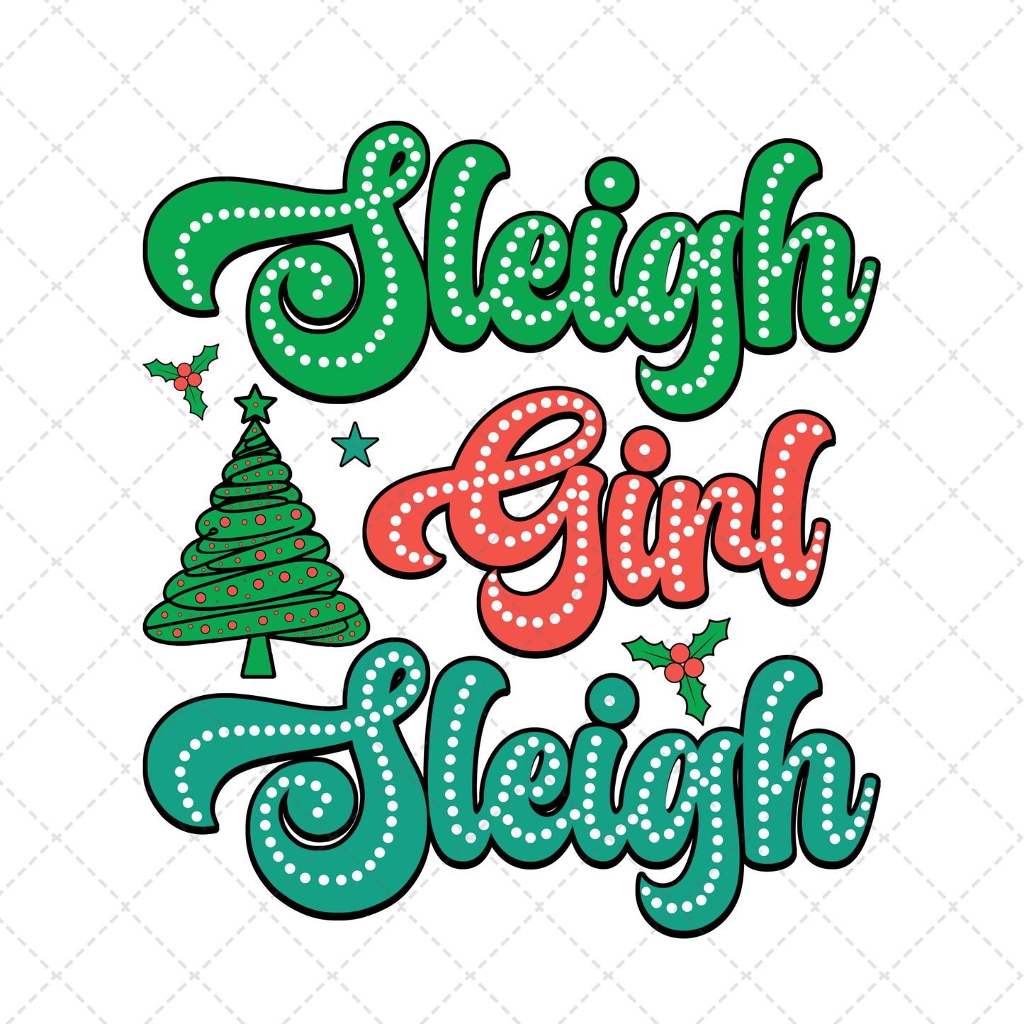 Sleigh Girl Sleigh Retro Transfer