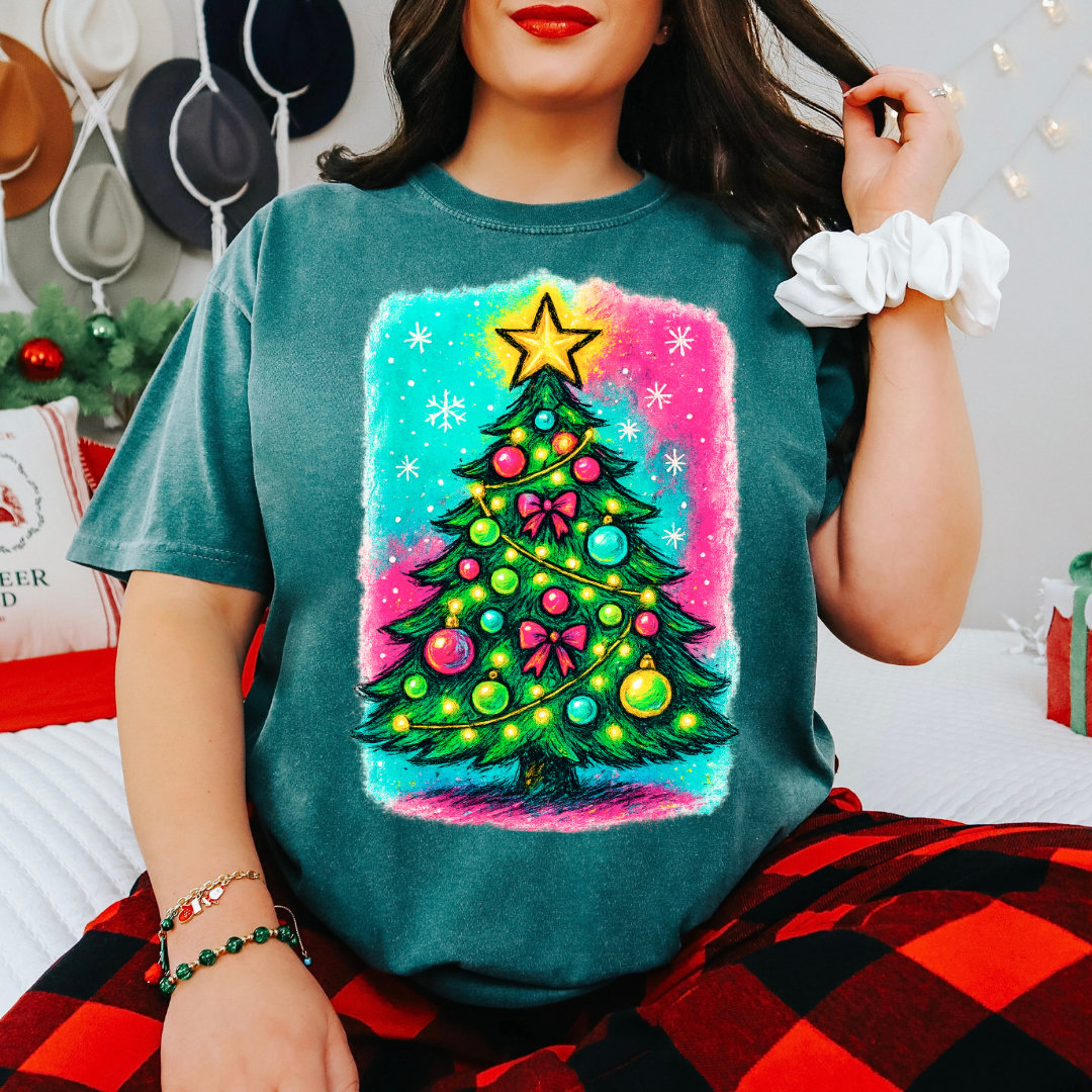 Watercolor Christmas Tree Transfer