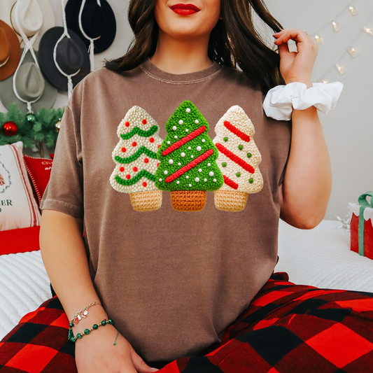 Christmas Tree Cakes Faux Yarn Transfer