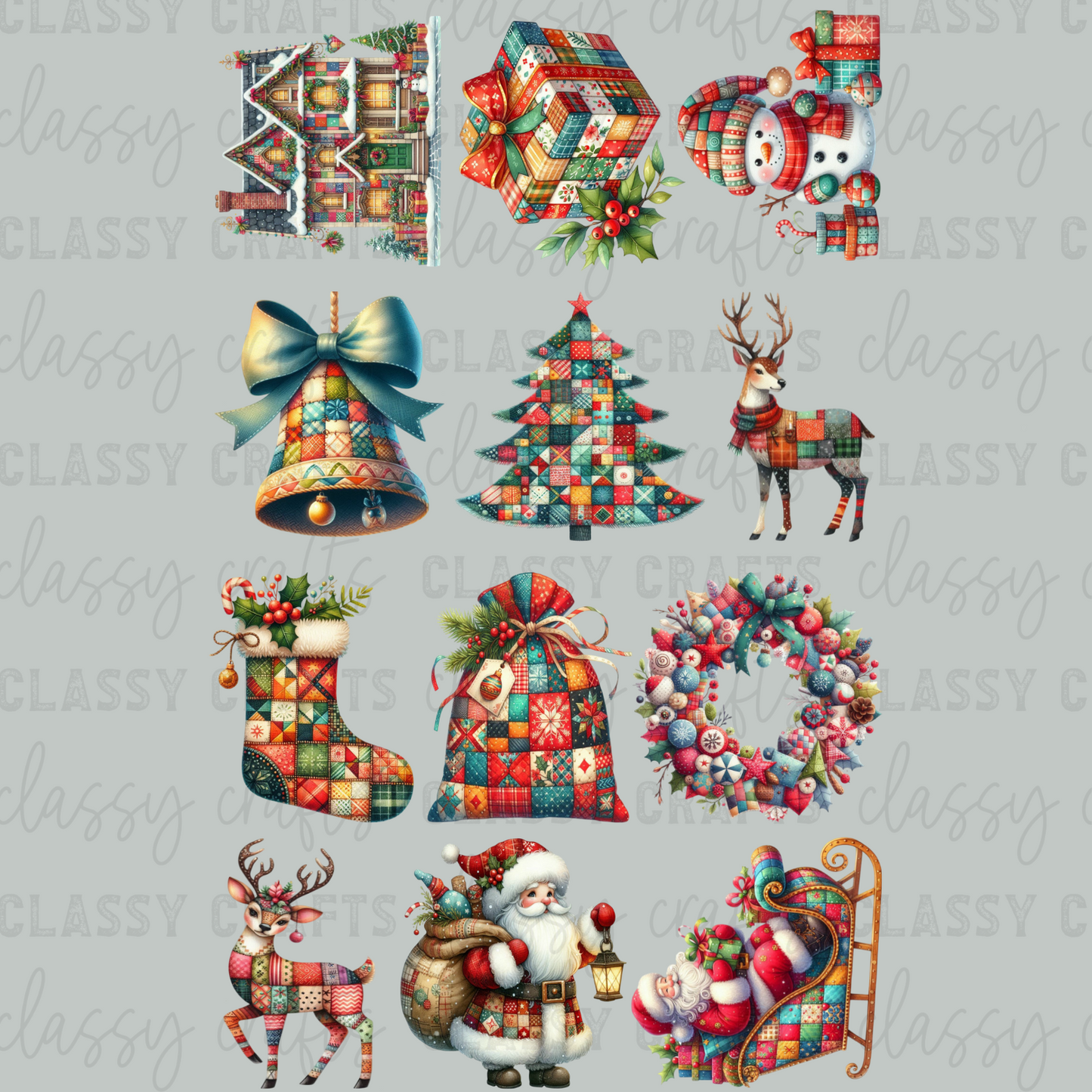 Patchwork Christmas 30x48 - PREMADE GANG SHEET