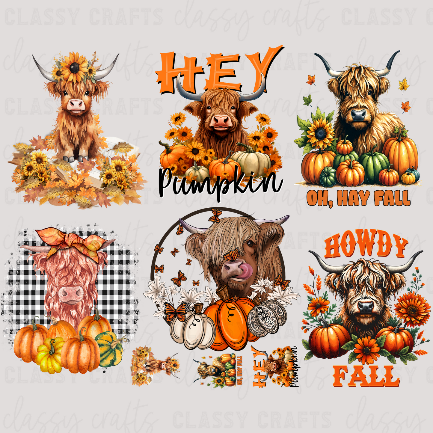 Highland Cow Fall - 30x24 -PREMADE GANG SHEET