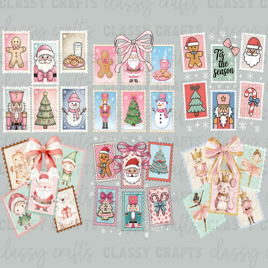 Pink Christmas Stamps 30x24 - PREMADE GANG SHEET