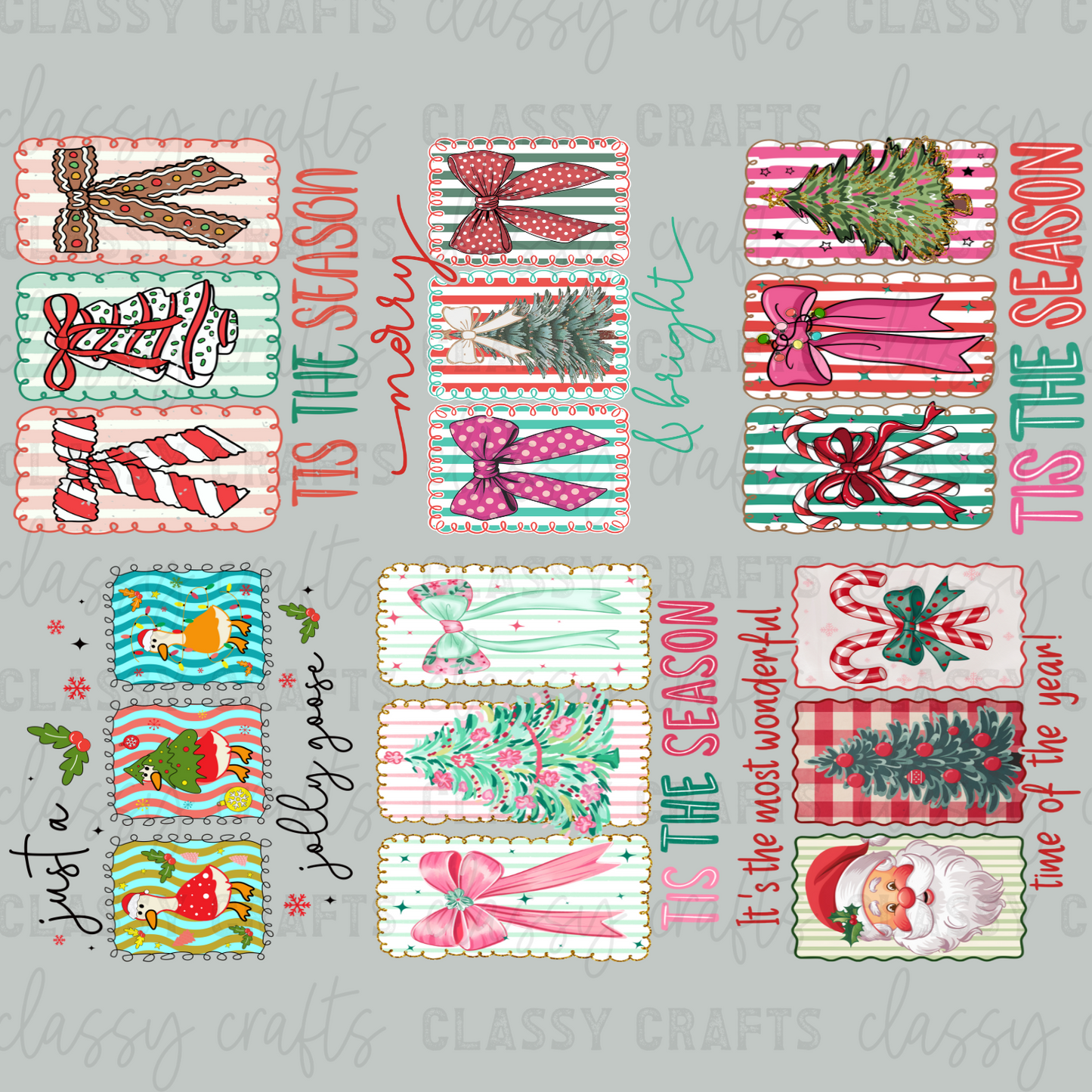 Preppy Christmas Stamps 30x24 - PREMADE GANG SHEET