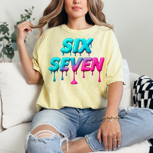 Pink & Blue 67 Drip Transfer