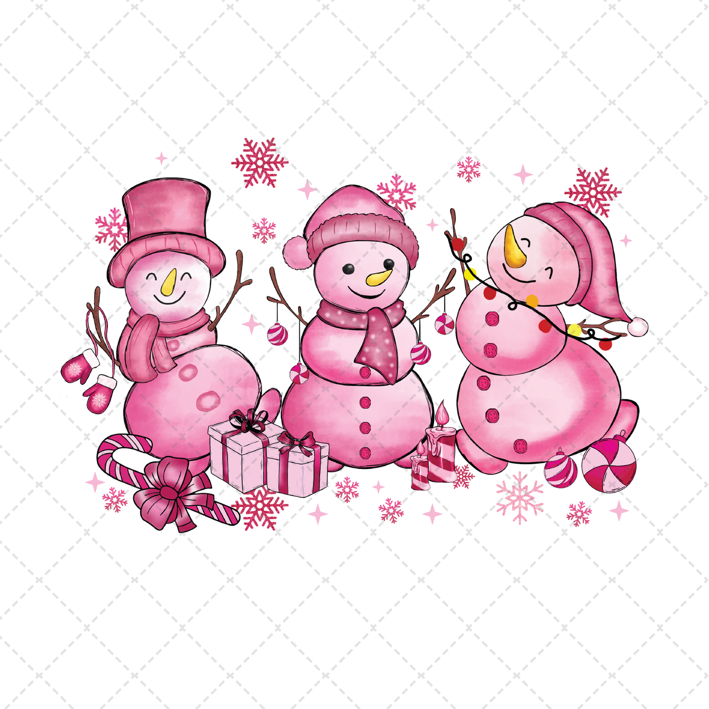 Snowman Pink Transfer