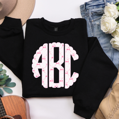 Pink Coquette Bow   - Custom Monogram Transfer