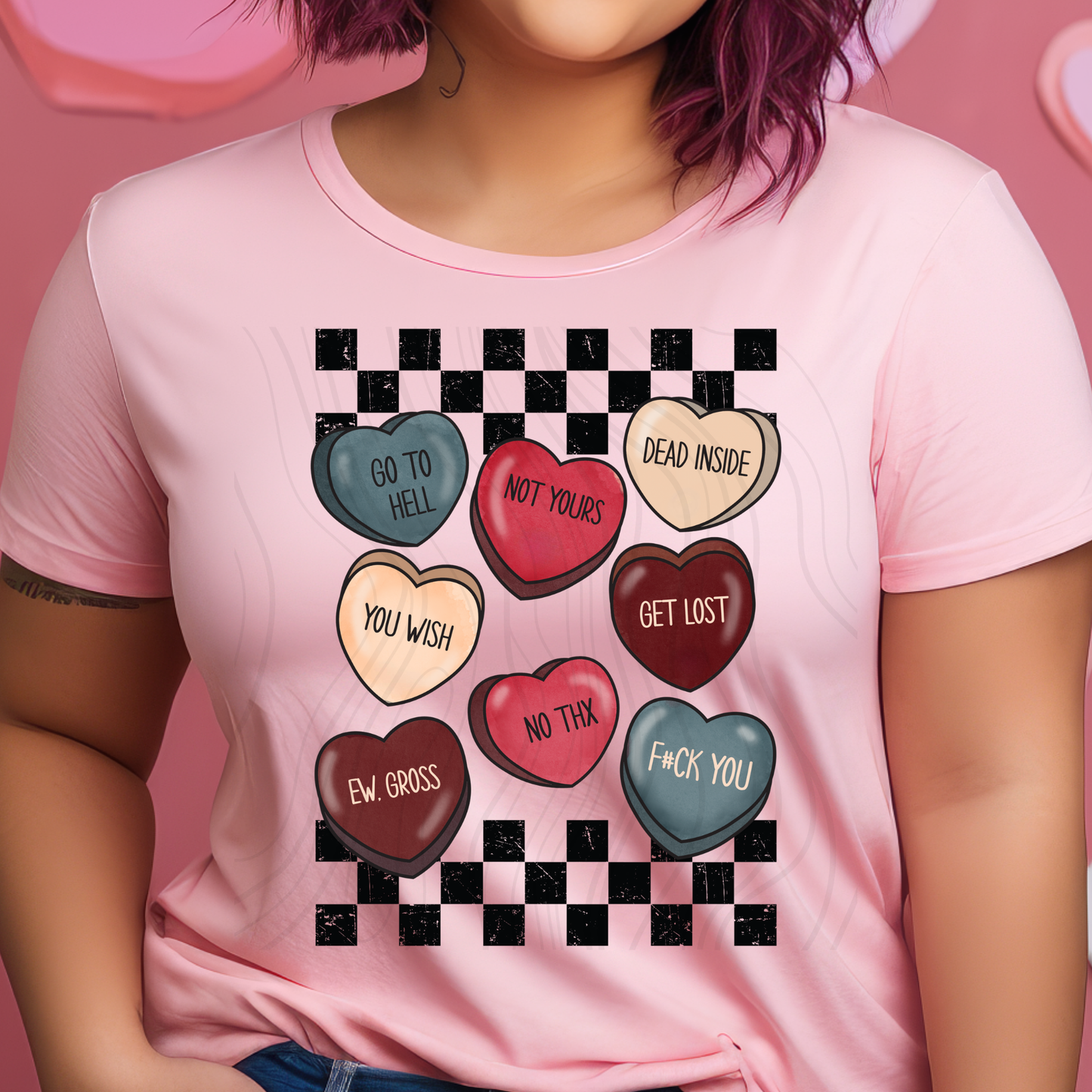 Rude Hearts Checkered Transfer