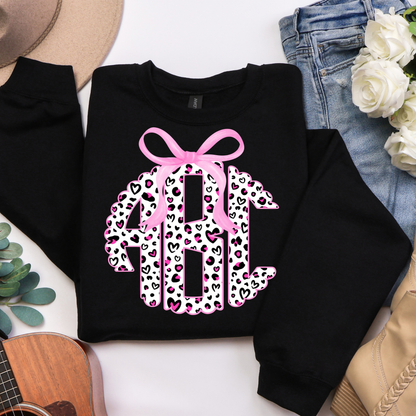 Pink Cheetah Hearts - Custom Monogram Transfer
