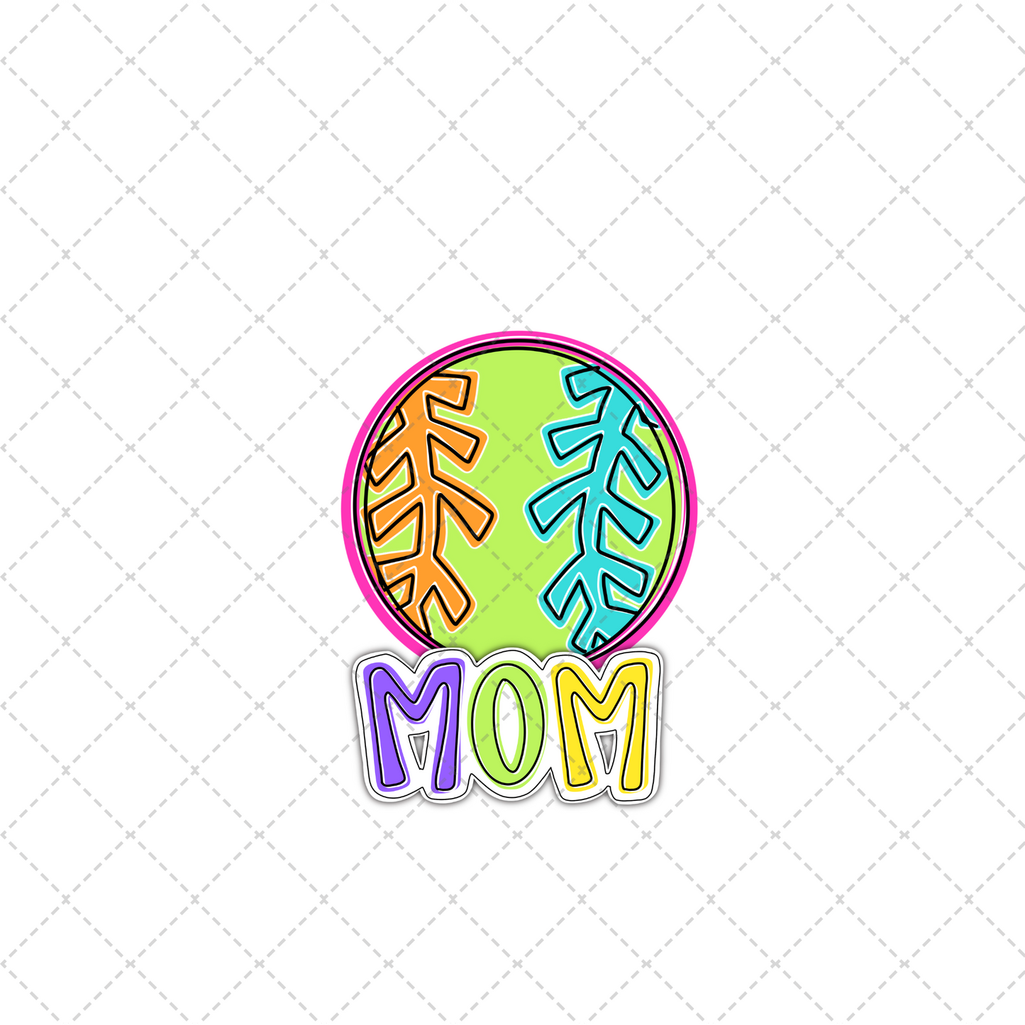 Bright Dotty Softball Mom Transfer ** TWO PART* SOLD SEPARATELY**