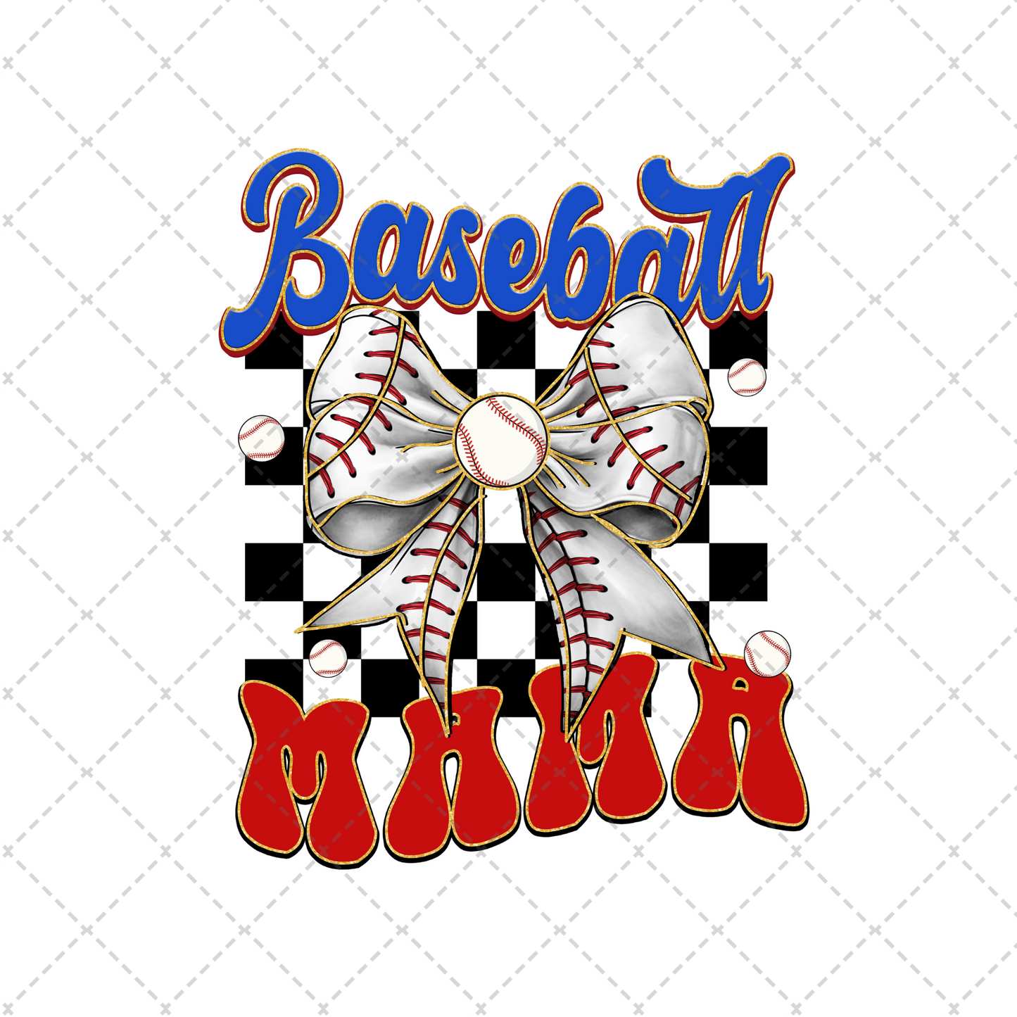 Baseball Mama Checkered Coquette Transfer