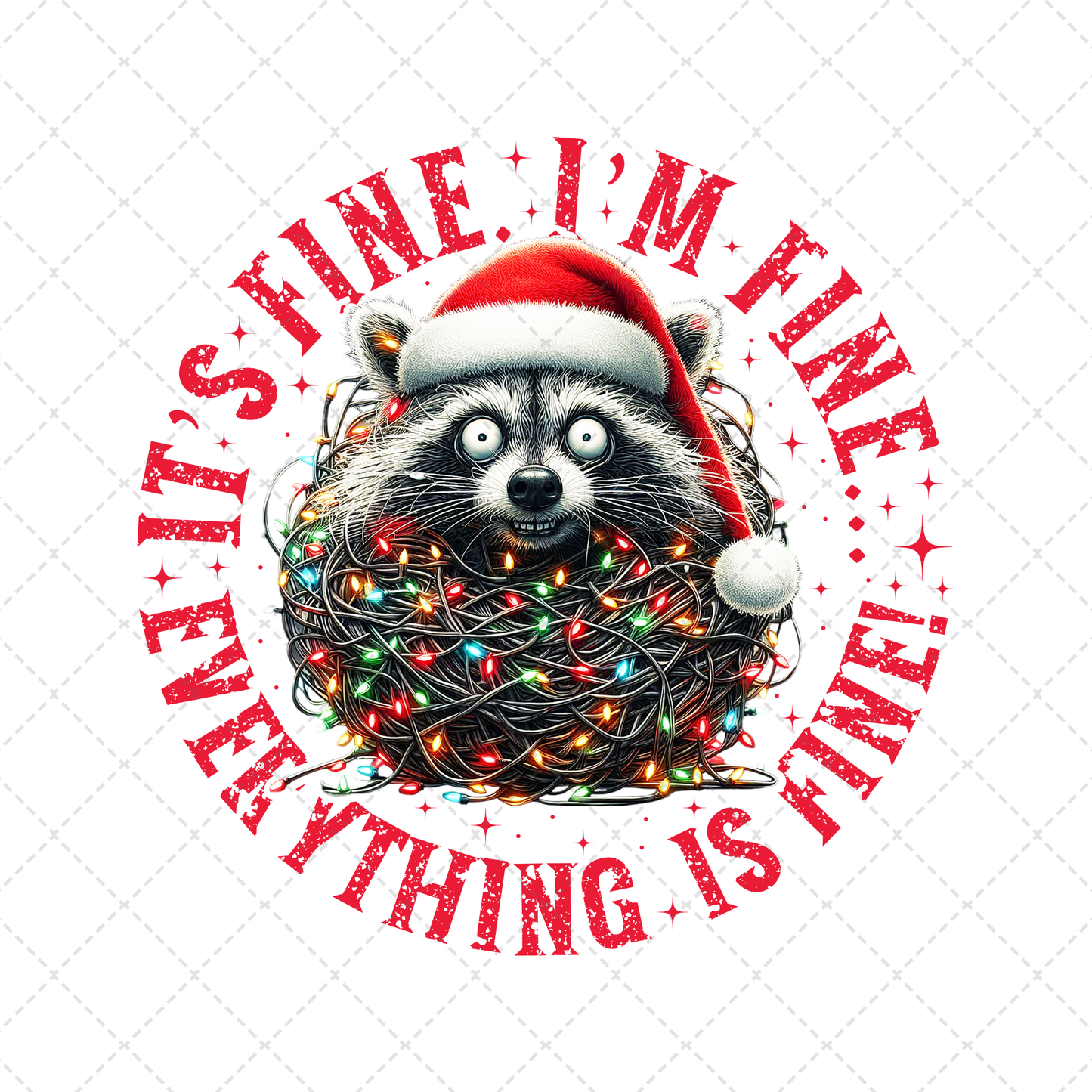 Raccoon It's Fine Christmas Transfer