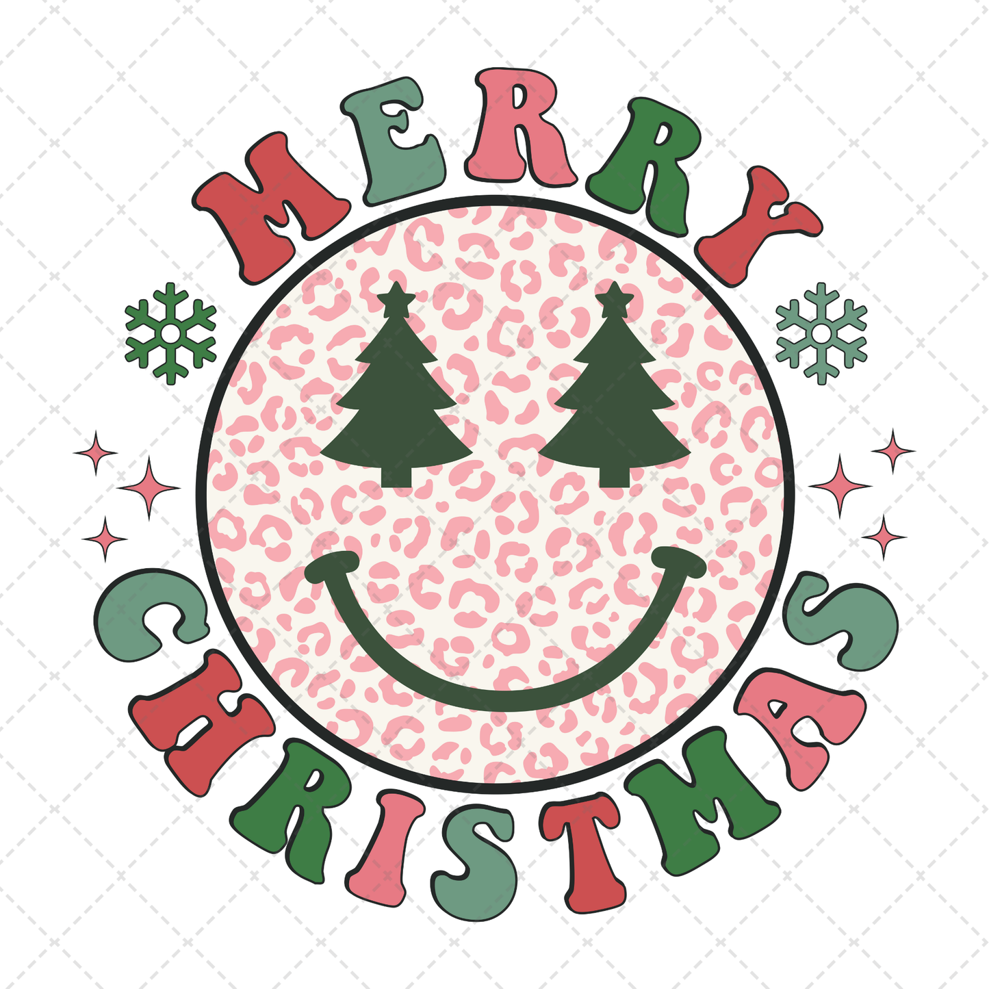 Smiley Face Merry Christmas Transfer