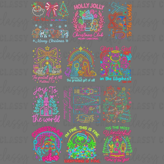 Christmas Neon 30x48 - PREMADE GANG SHEET