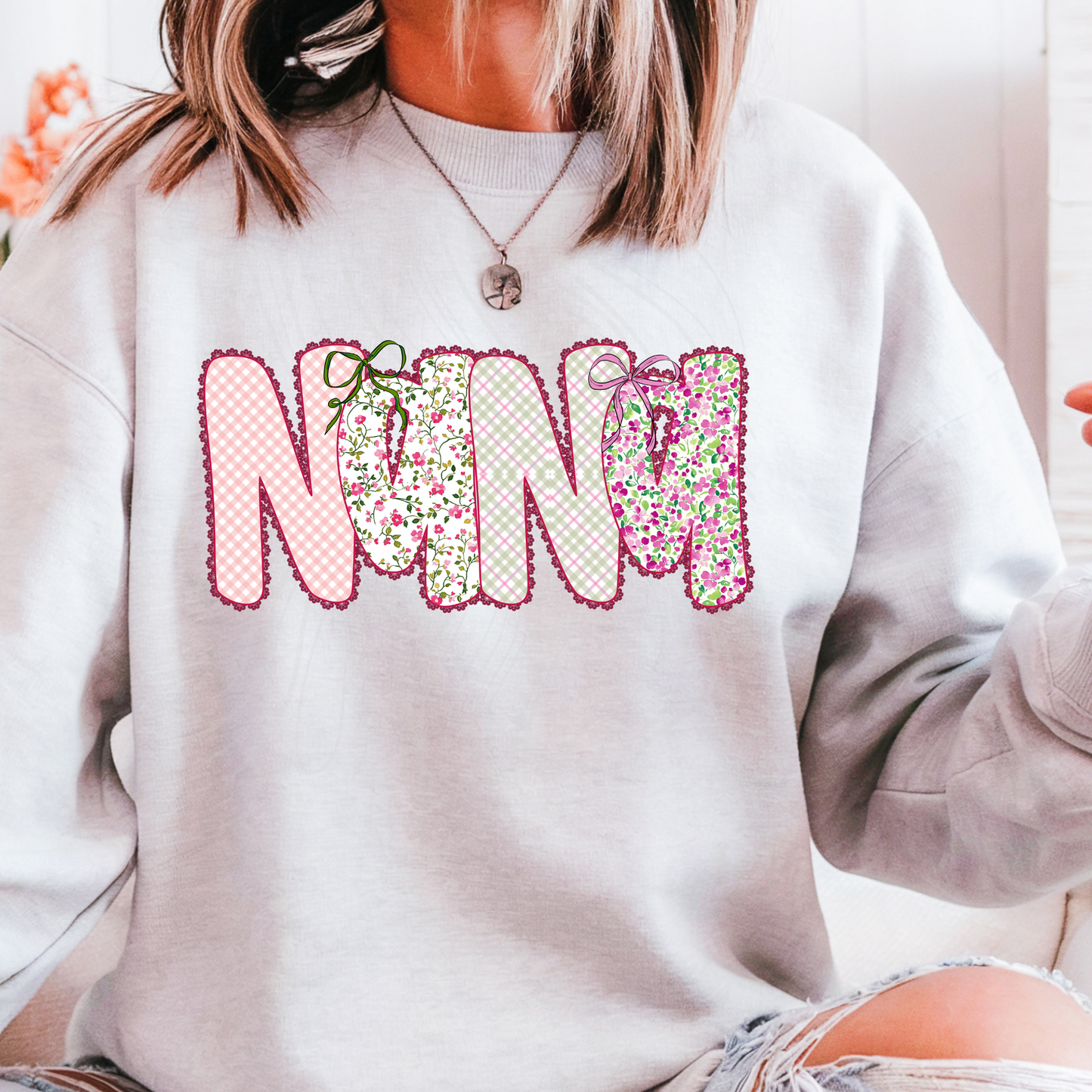 Pink And Green Floral Family Titles Transfer **SOLD SEPARATELY**