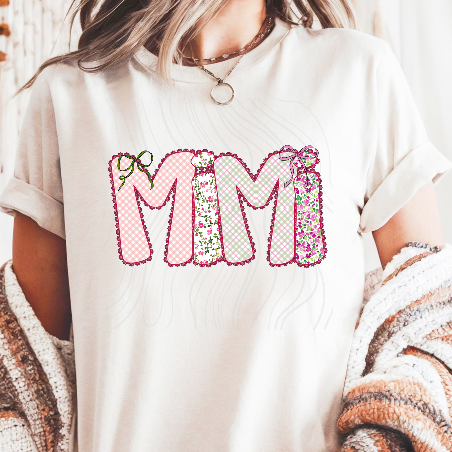 Pink And Green Floral Family Titles Transfer **SOLD SEPARATELY**