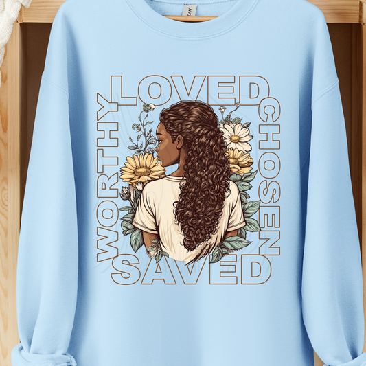 Loved Chosen Worthy Saved Transfer**SOLD SEPARATELY**