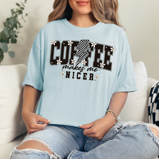 Checkered Coffee Makes Me Nicer Transfer