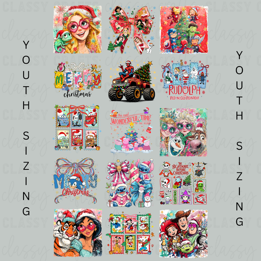 CARTOON CHRISTMAS 30x48 - PREMADE GANG SHEET
