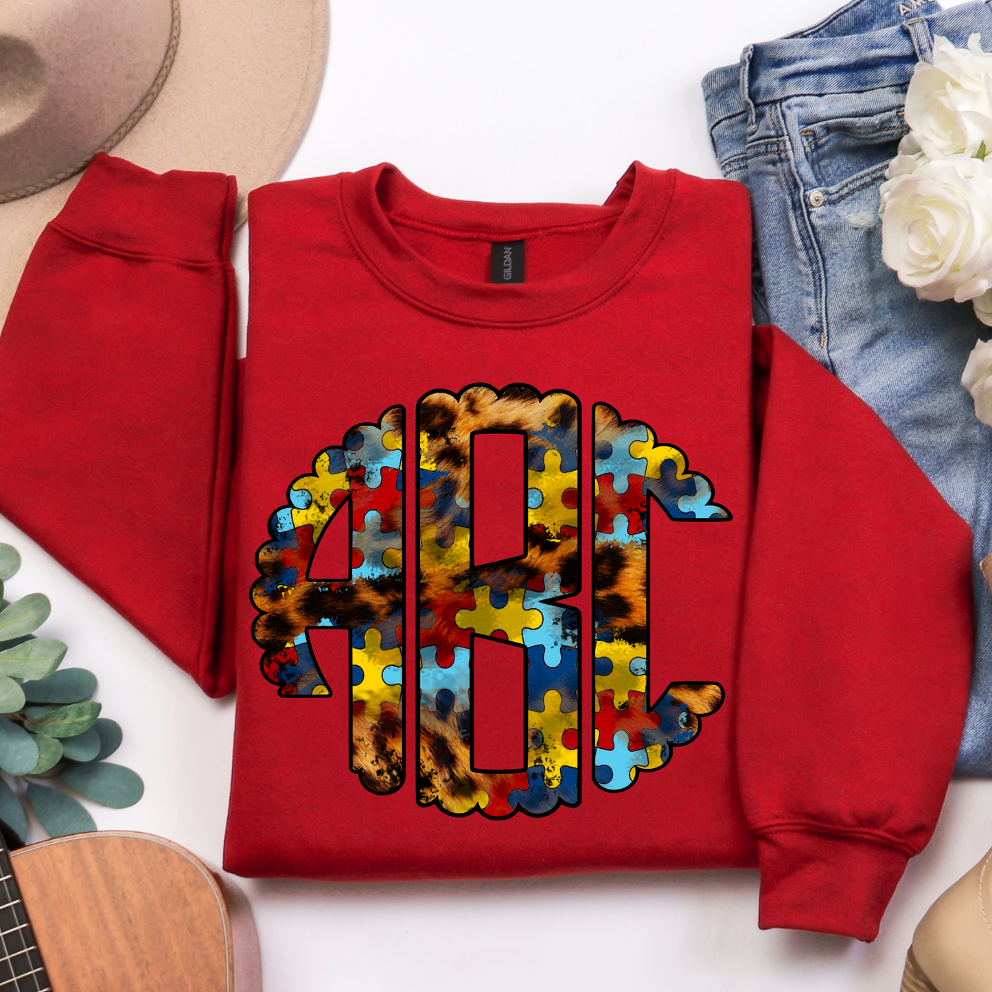 Puzzle Grunge- Custom Monogram Transfer