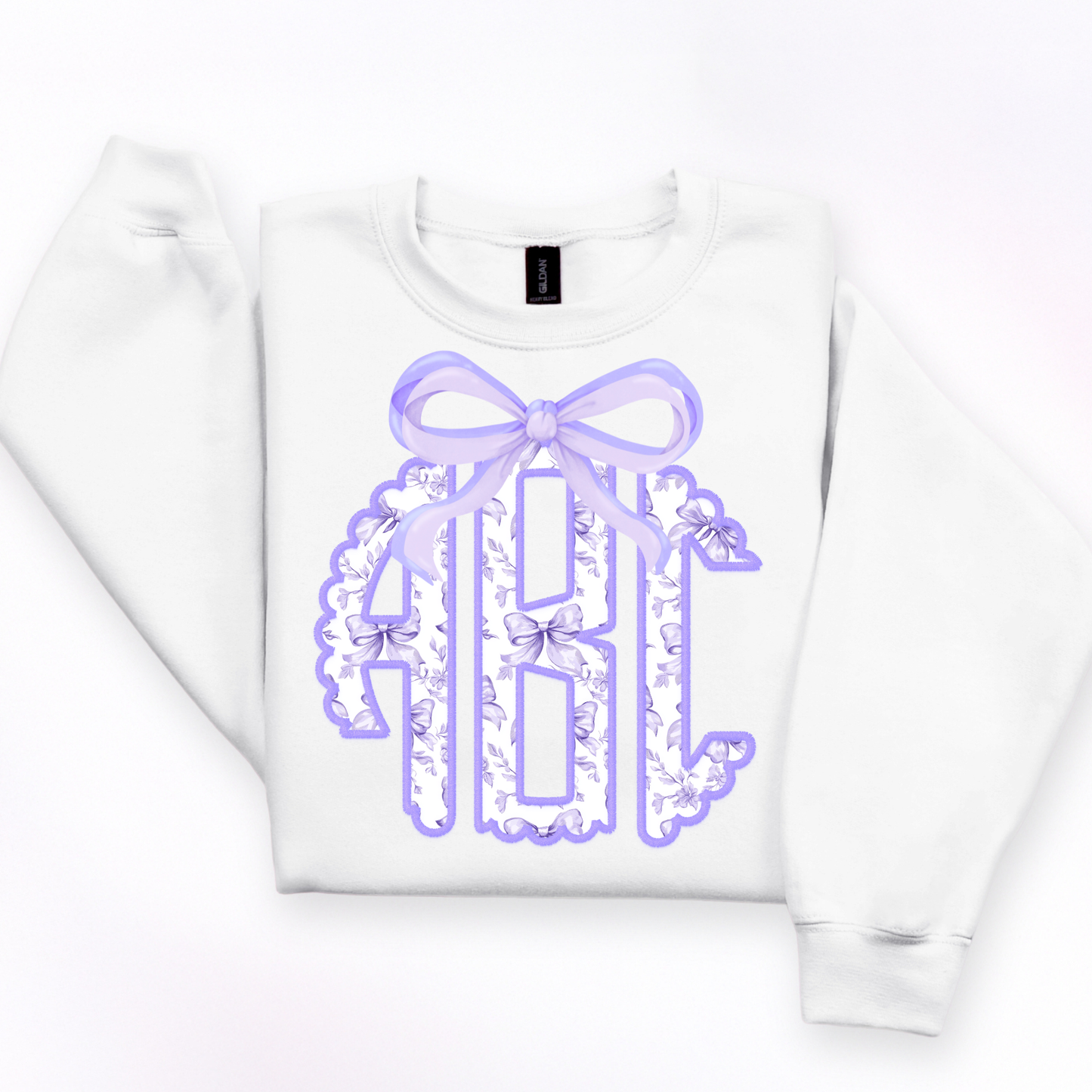 Purple Floral Coquette Bow   - Custom Monogram Transfer