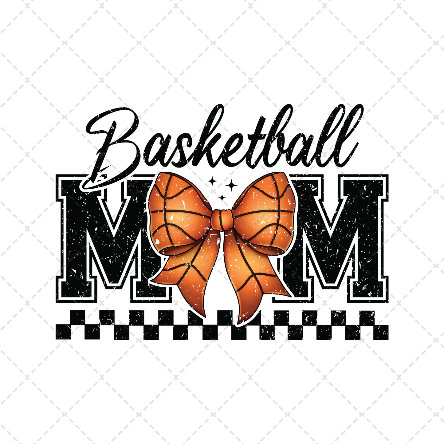 Basketball Mama Bow Checkered Transfer