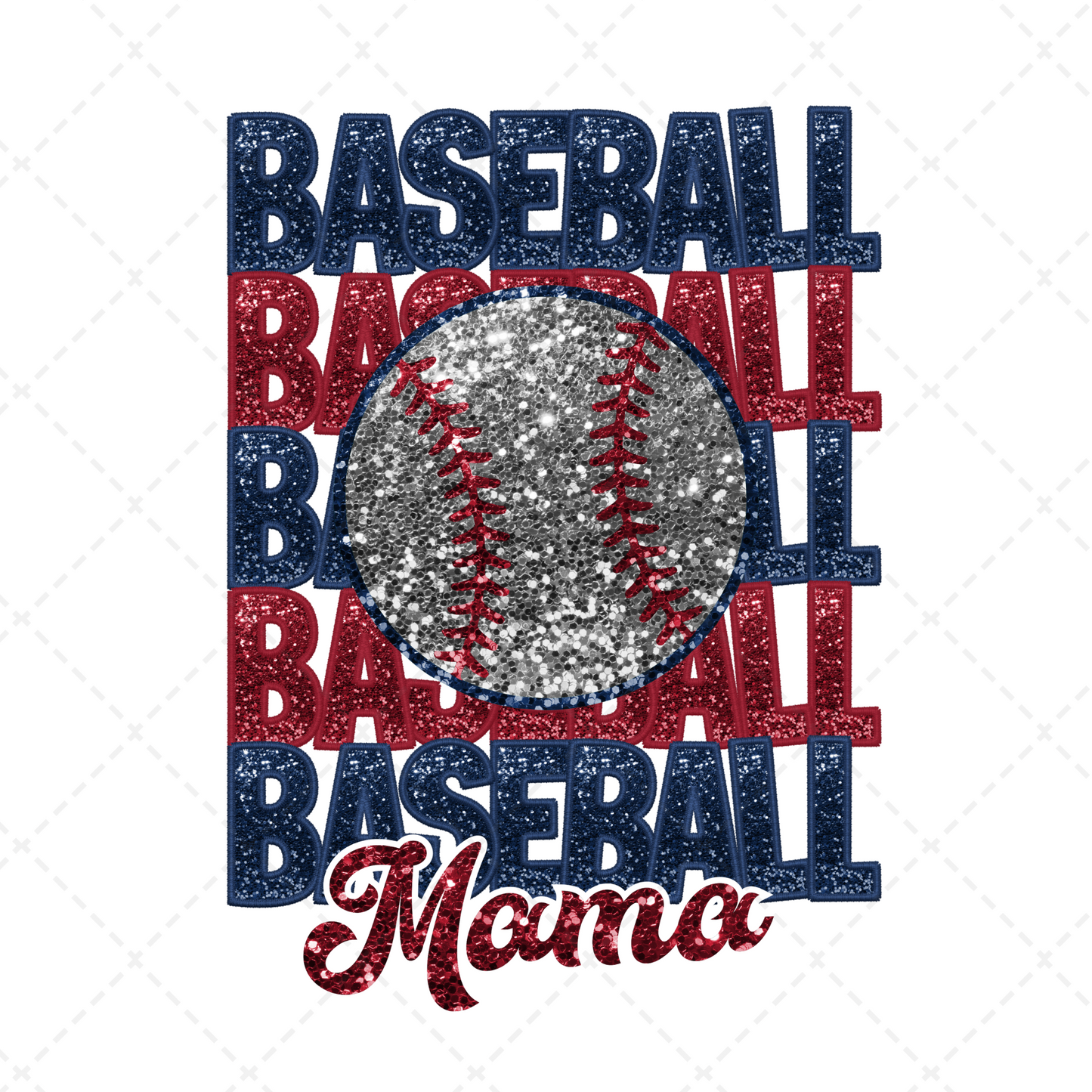 Baseball Mama Faux Glitter Stacked Transfer ** TWO PART* SOLD SEPARATELY**