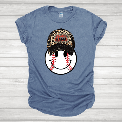 Leopard Hat Smiley Baseball Mama Transfer