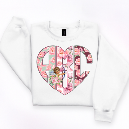 Floral Cupid - Custom Monogram Transfer