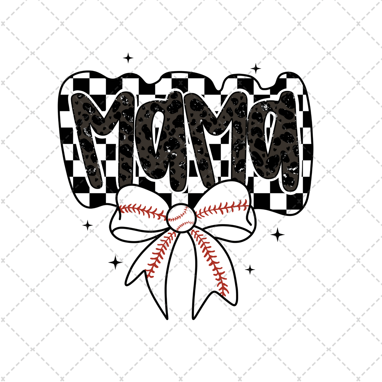 Checkered Baseball Mama Coquette Transfer