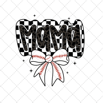 Checkered Baseball Mama Coquette Transfer