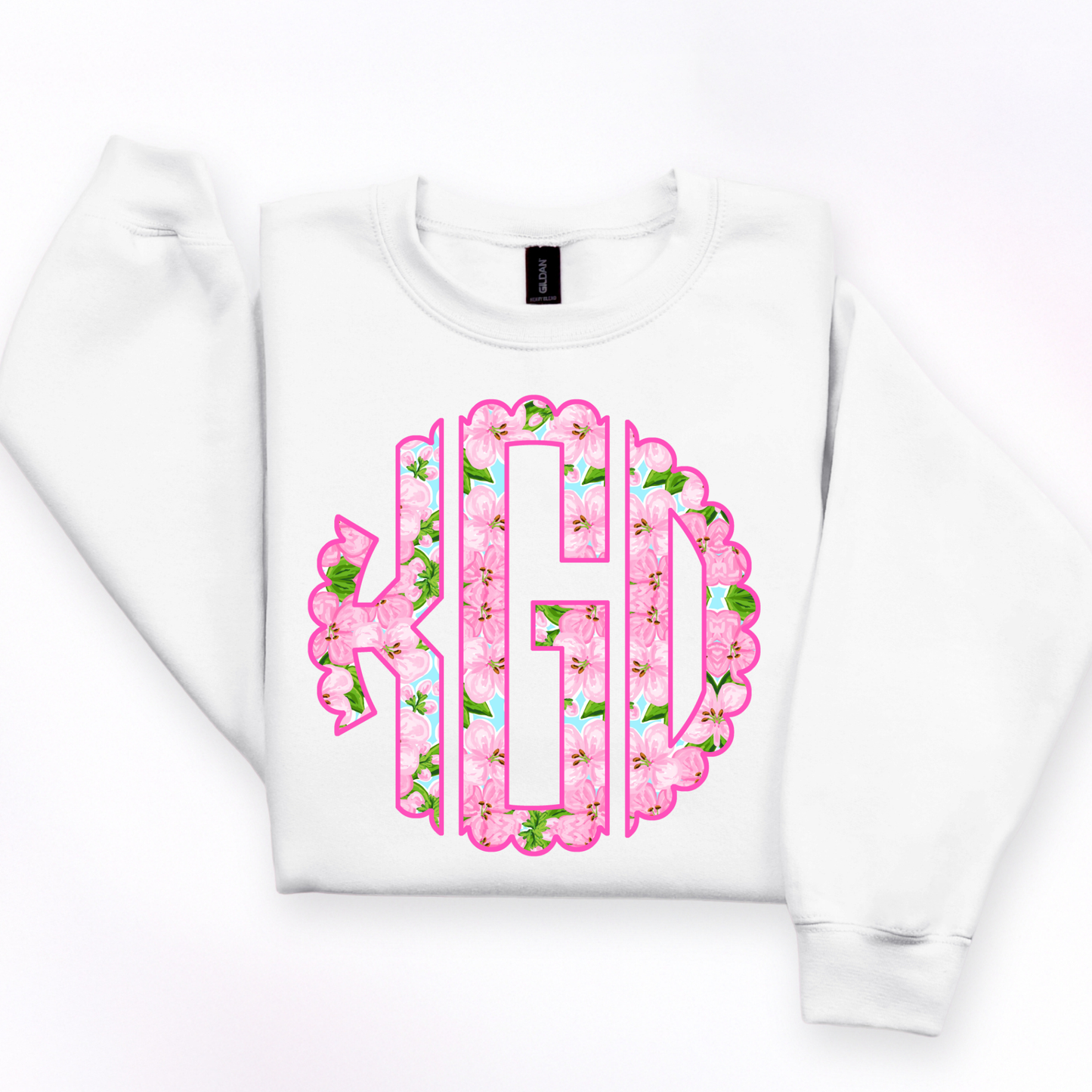 Preppy Pink Rose - Custom Monogram Transfer