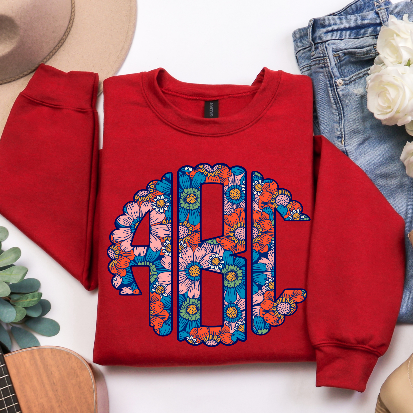 Hippie Summer Flower - Custom Monogram Transfer