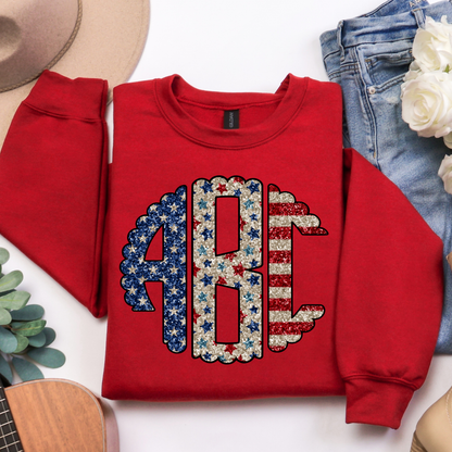 Vintage 4th July Glitter - Custom Monogram Transfer
