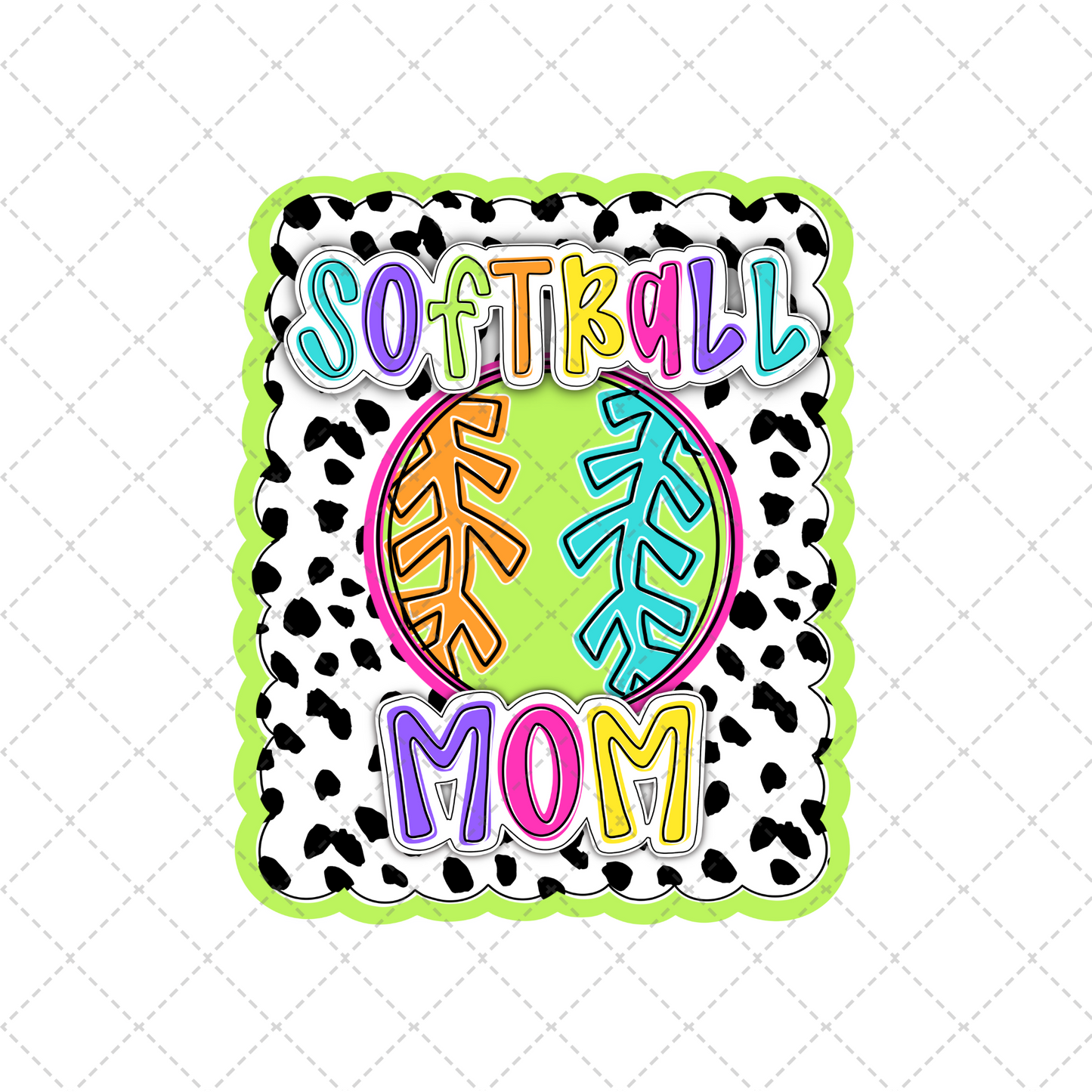 Bright Dotty Softball Mom Transfer ** TWO PART* SOLD SEPARATELY**