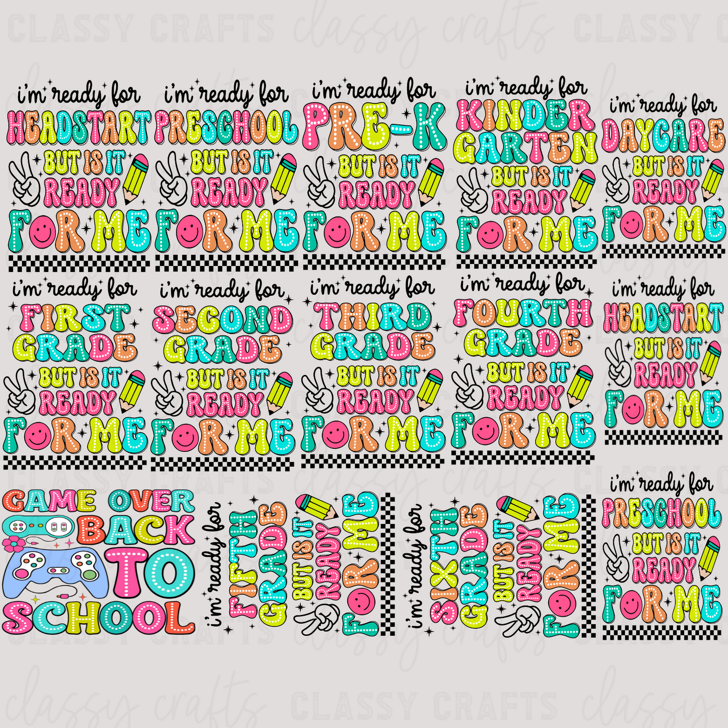 Back To School Kids - 30x24 - **YOUTH** PREMADE GANG SHEET