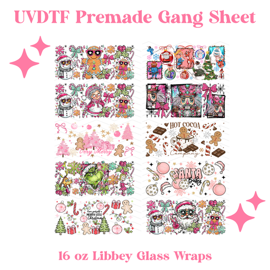 SANTA BABY UVDTF 16oz Libbey Glass Wraps - 22x24 - UVDTF PREMADE GANG SHEET