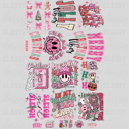 Bright Pinky Christmas - 30x48 - PREMADE GANG SHEET