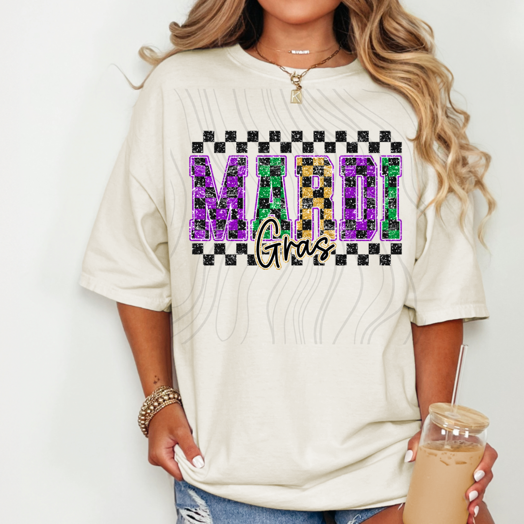 Checkered Mardi Gras Transfer