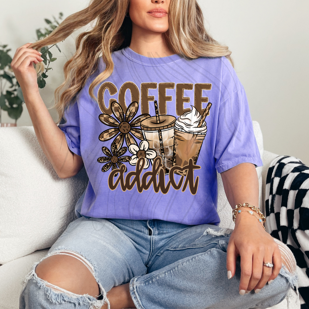 Floral Coffee Addict Transfer