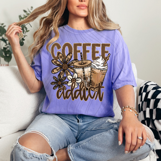 Floral Coffee Addict Transfer