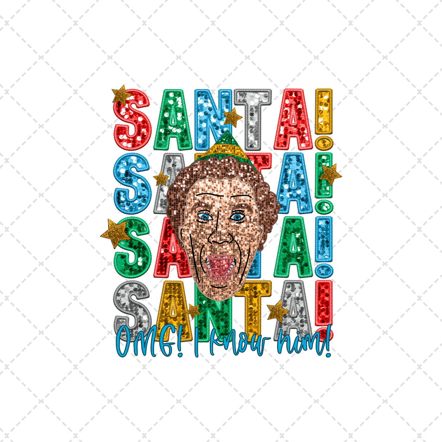 Santa Omg Sparkle Transfer **TWO PART* SOLD SEPARATELY**