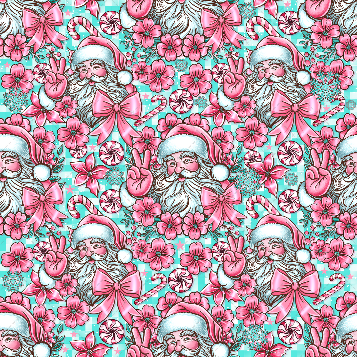 Pink Santa Seamless - Sublimation Transfer