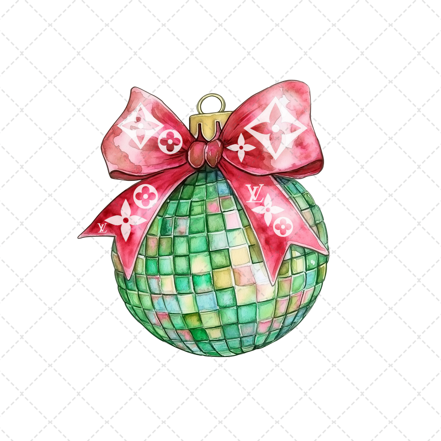 Preppy Disco Christmas Ornament Transfer